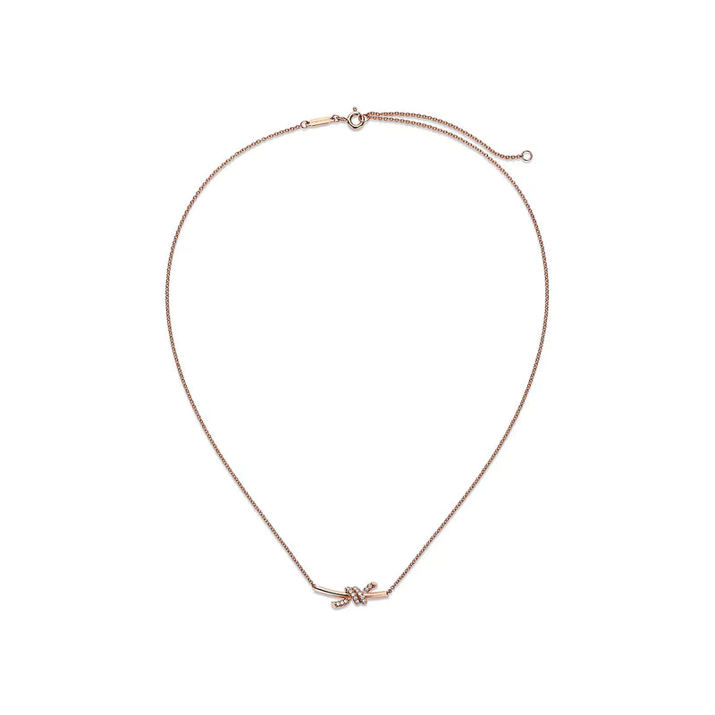Knot Small Pendant in Rose Gold with Diamonds
