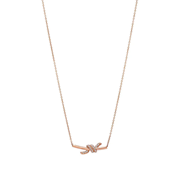 Knot Small Pendant in Rose Gold with Diamonds