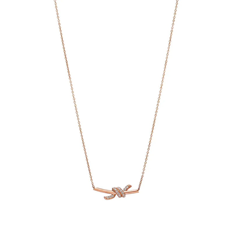 Knot Small Pendant in Rose Gold with Diamonds