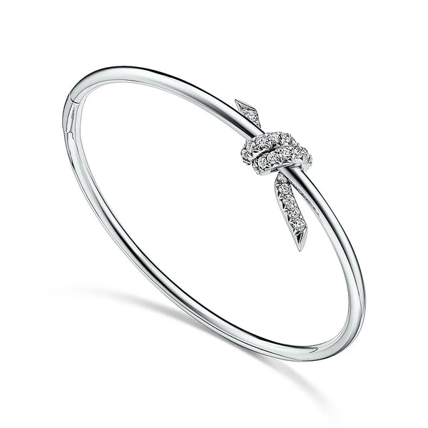 Knot Wire Bracelets White Gold with Diamonds