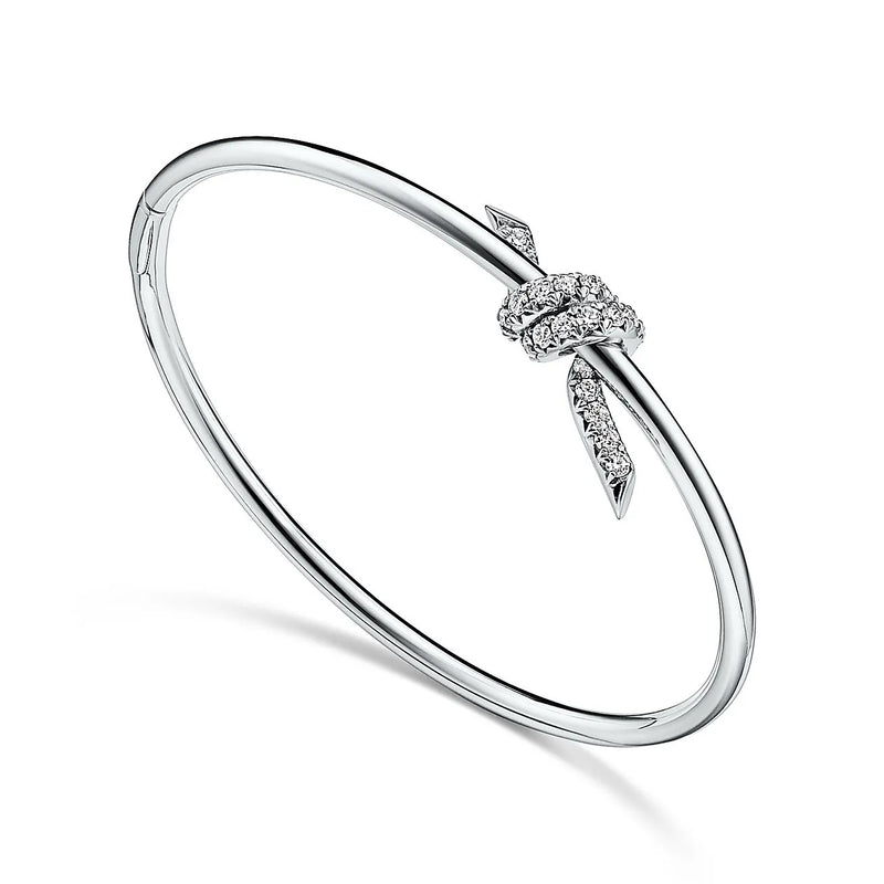 Knot Wire Bracelets White Gold with Diamonds