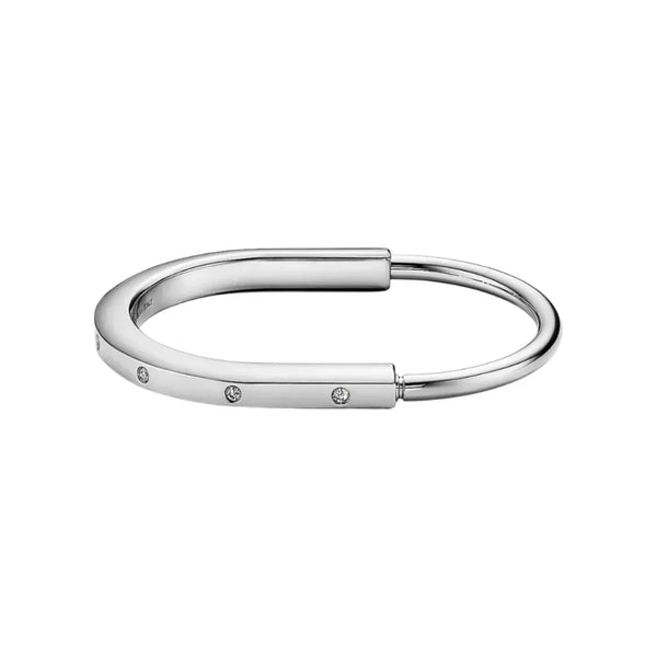 Lock Bangle in White Gold with Diamonds