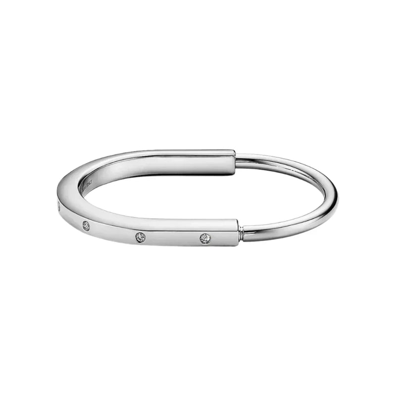 Lock Bangle in White Gold with Diamonds