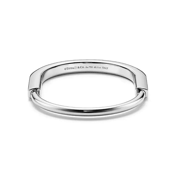 Lock Bangle in White Gold with Diamonds