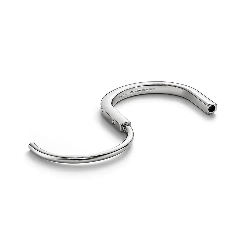 Lock Bangle in White Gold with Diamonds