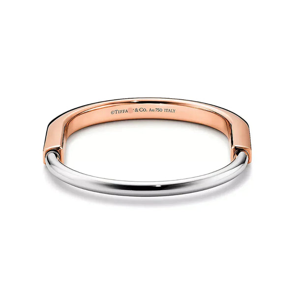 Lock Bangle in Rose and White Gold