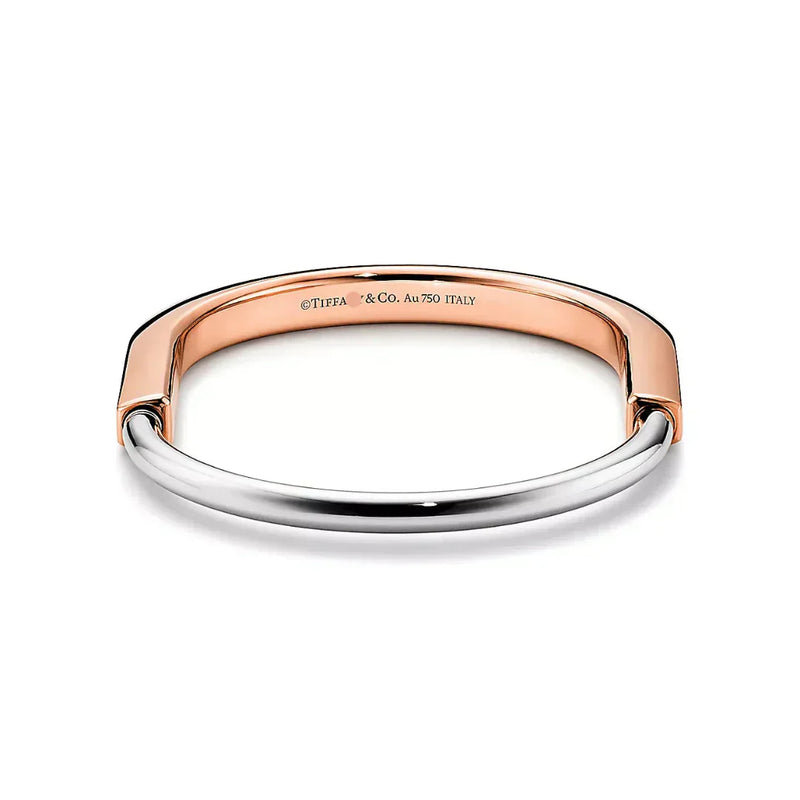 Lock Bangle in Rose and White Gold