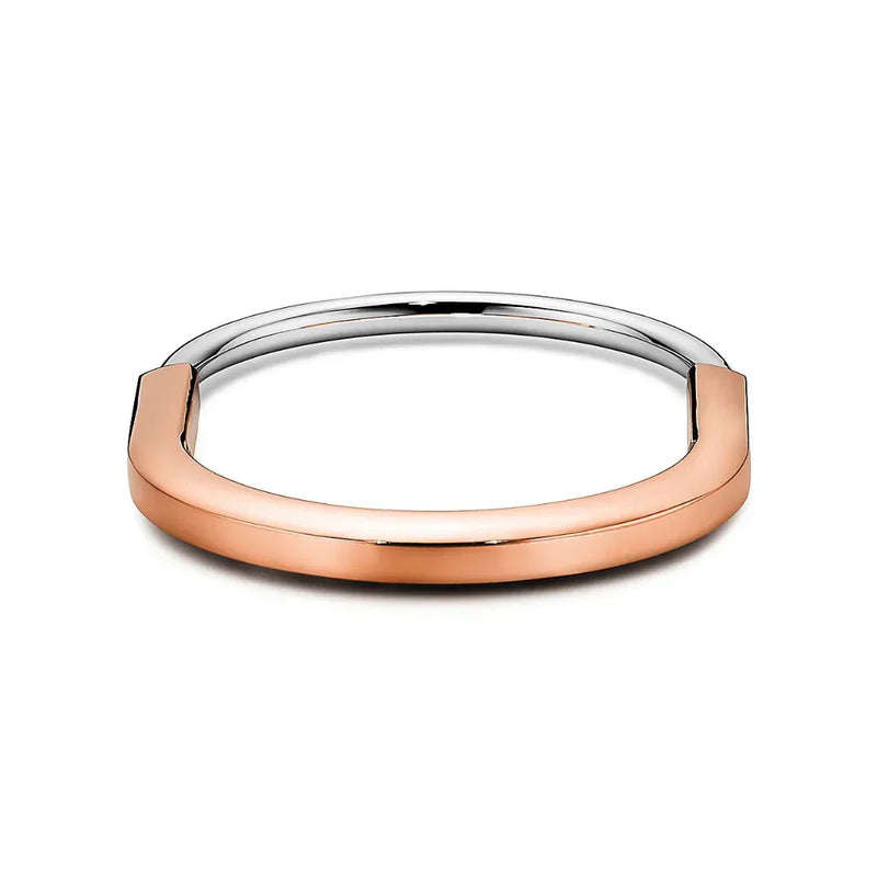 Lock Bangle in Rose and White Gold