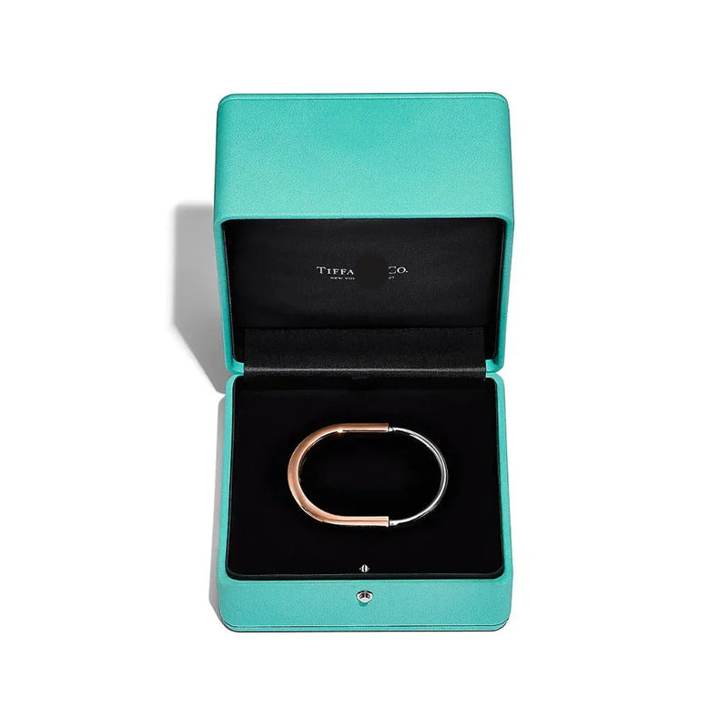 Lock Bangle in Rose and White Gold
