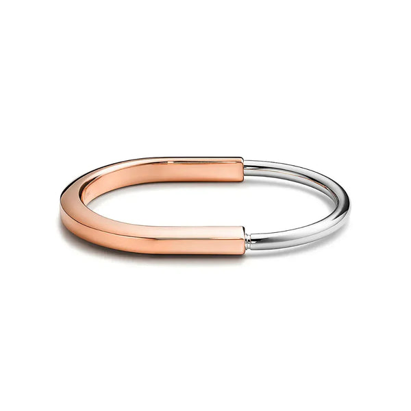 Lock Bangle in Rose and White Gold