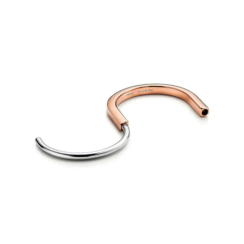 Lock Bangle in Rose and White Gold