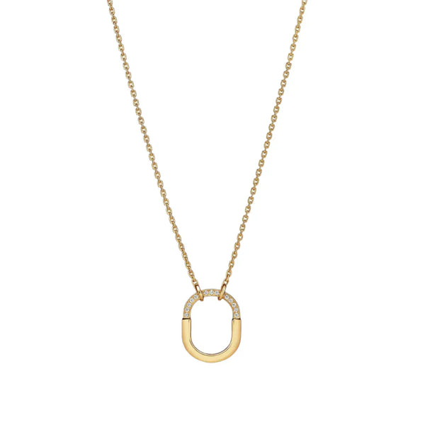 Lock Small Pendant in Yellow Gold with Diamonds