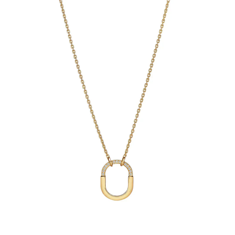 Lock Small Pendant in Yellow Gold with Diamonds