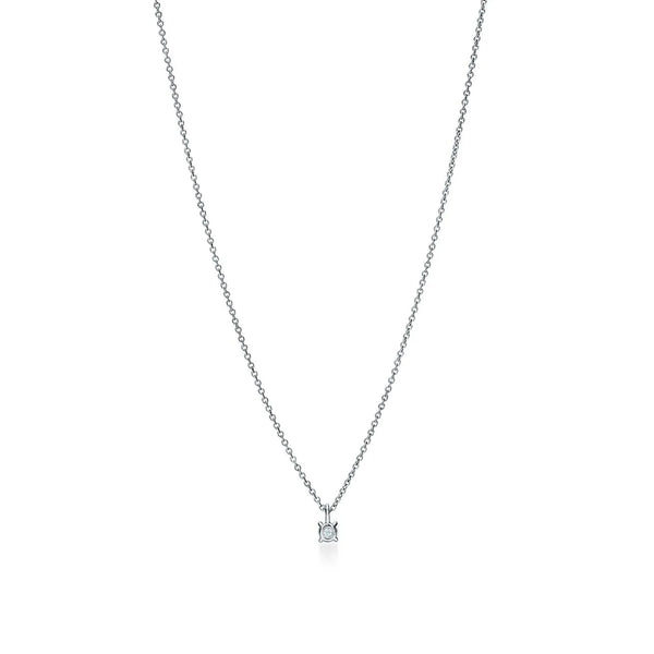Solitaire Diamond Pendant Necklace White Gold
