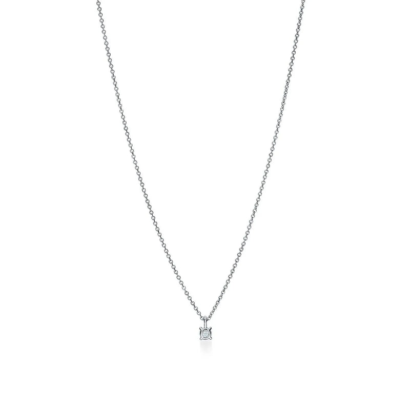Solitaire Diamond Pendant Necklace White Gold