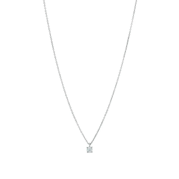 Solitaire Diamond Pendant Necklace White Gold