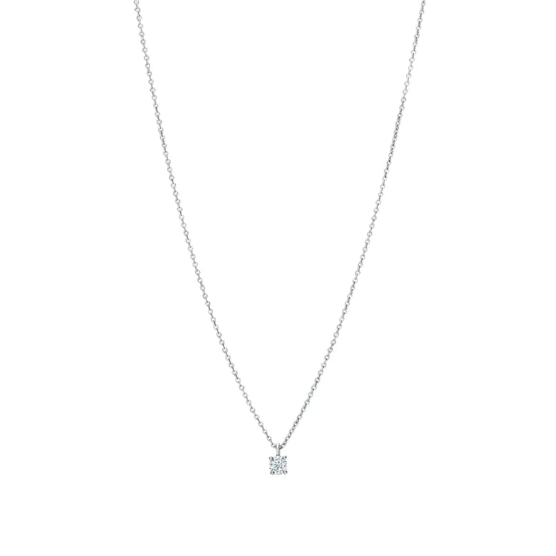 Solitaire Diamond Pendant Necklace White Gold