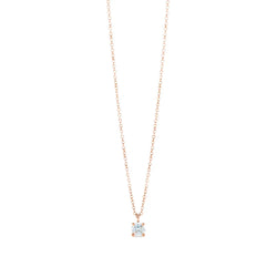 Solitaire Diamond Pendant Necklace Rose Gold