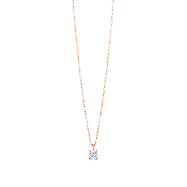 Solitaire Diamond Pendant Necklace Rose Gold