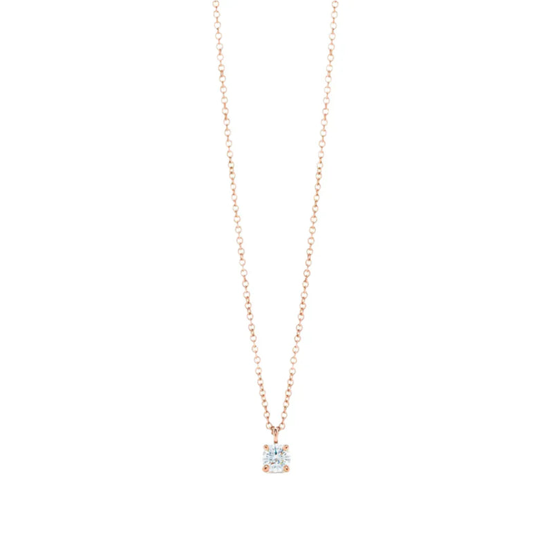 Solitaire Diamond Pendant Necklace Rose Gold
