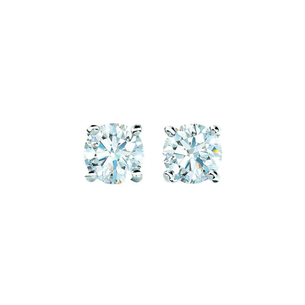 Solitaire Diamond Stud Earrings in White Gold
