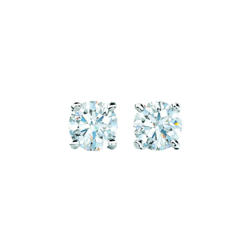 Solitaire Diamond Stud Earrings in White Gold