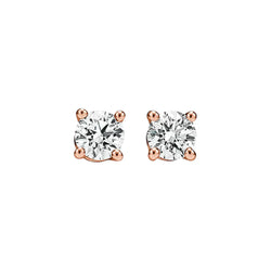 Solitaire Diamond Stud Earrings in Rose Gold