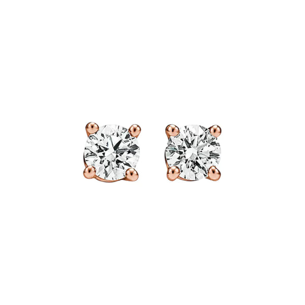 Solitaire Diamond Stud Earrings in Rose Gold