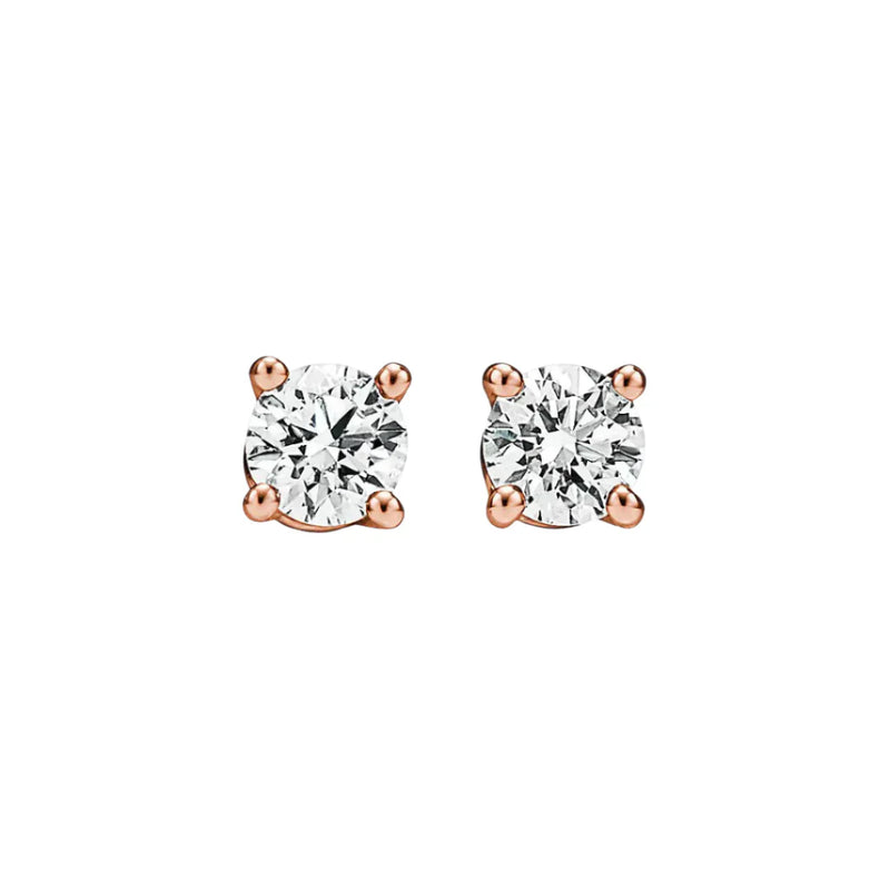 Solitaire Diamond Stud Earrings in Rose Gold