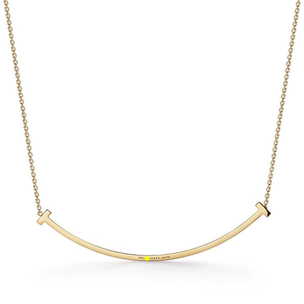 T Extra Large Smile Necklace in Yellow Gold Full Diamonds
