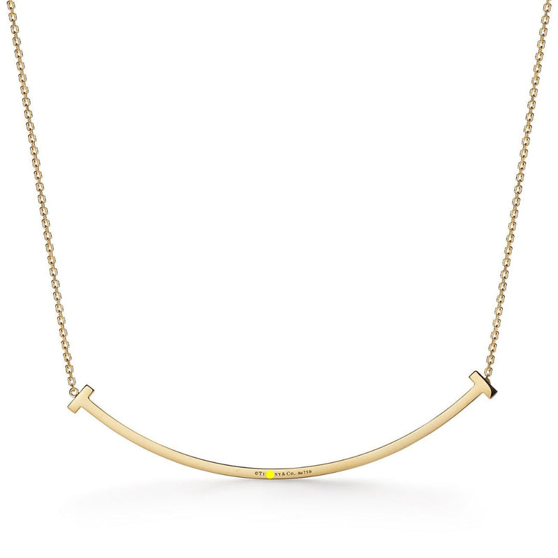 T Extra Large Smile Necklace in Yellow Gold Full Diamonds