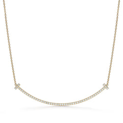 T Extra Large Smile Necklace in Yellow Gold Full Diamonds