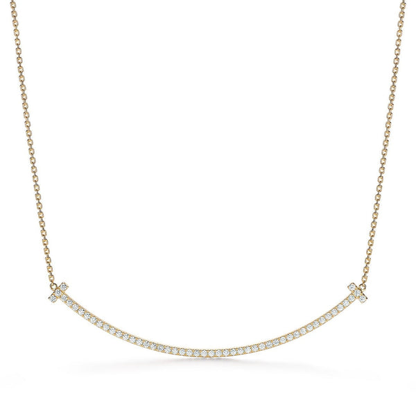 T Extra Large Smile Necklace in Yellow Gold Full Diamonds