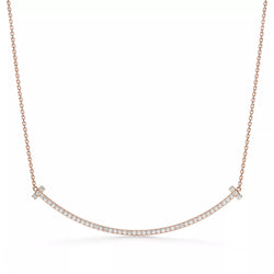 T Extra Large Smile Necklace in Rose Gold Full Diamonds