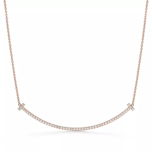 T Extra Large Smile Necklace in Rose Gold Full Diamonds