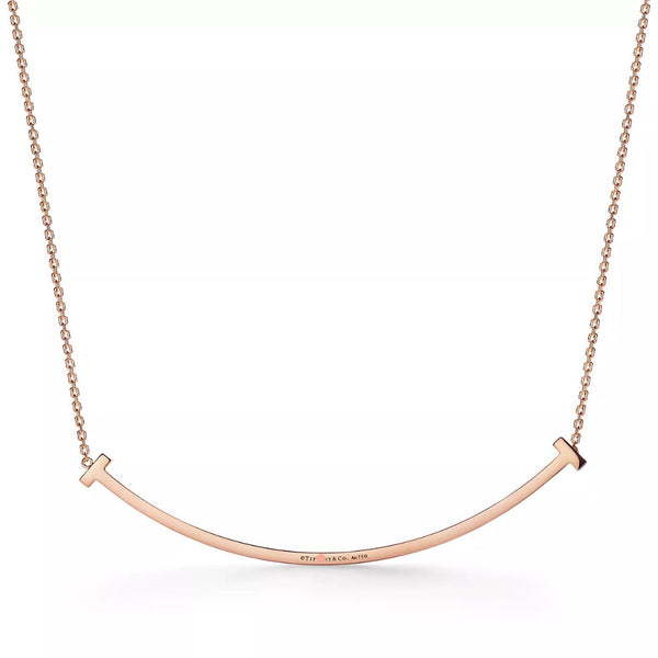 T Extra Large Smile Necklace in Rose Gold Full Diamonds