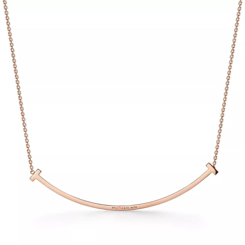T Extra Large Smile Necklace in Rose Gold Full Diamonds