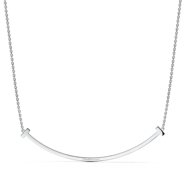 T Extra Large Smile Necklace in White Gold Full Diamonds