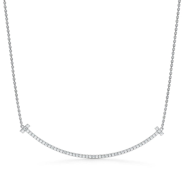 T Extra Large Smile Necklace in White Gold Full Diamonds
