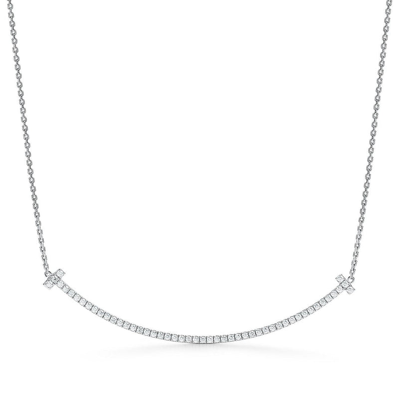 T Extra Large Smile Necklace in White Gold Full Diamonds