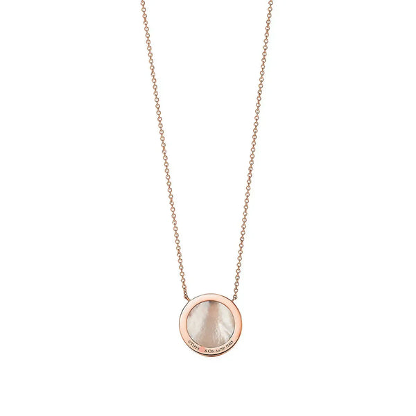 T Diamond and Mother-of-pearl Circle Pendant Necklace
