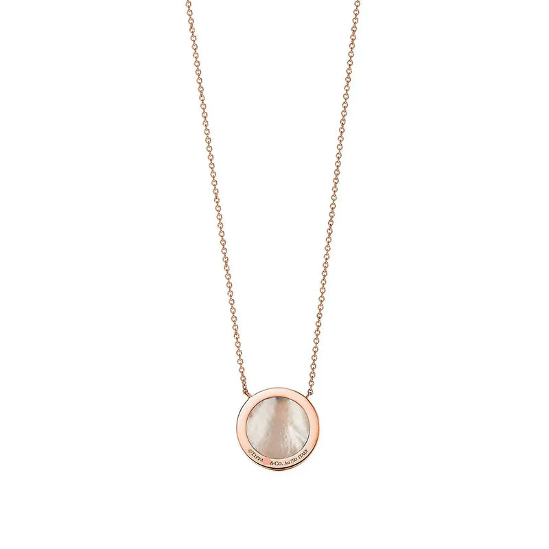 T Diamond and Mother-of-pearl Circle Pendant Necklace