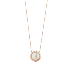 T Diamond and Mother-of-pearl Circle Pendant Necklace