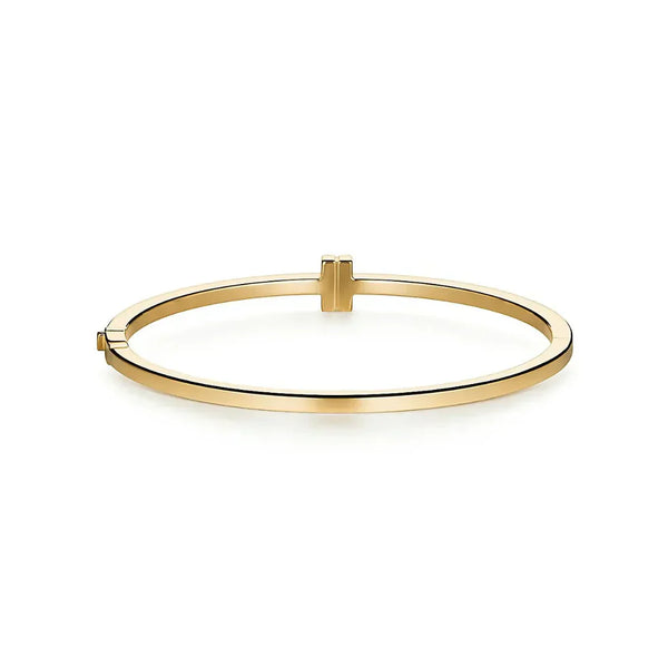 T Hinged Diamond Bangle Gold with Diamonds