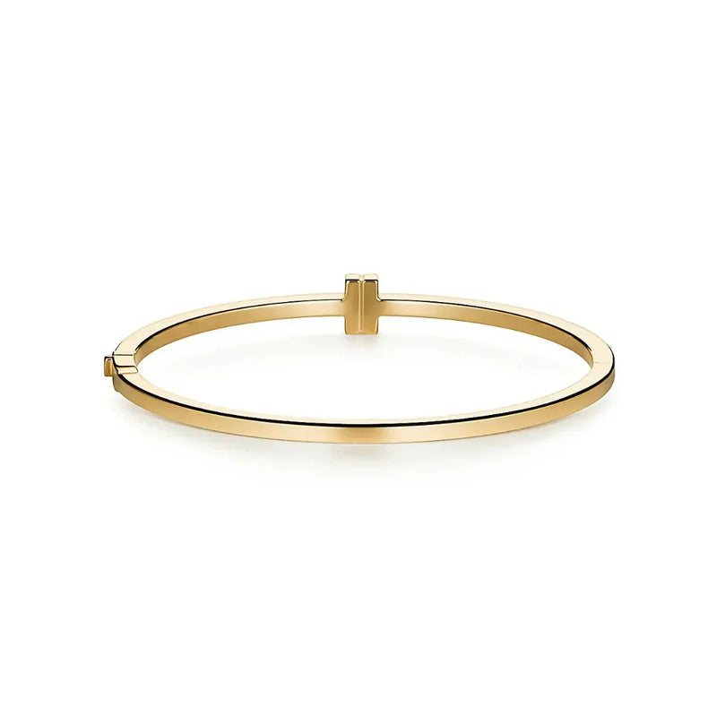 T Hinged Diamond Bangle Gold with Diamonds