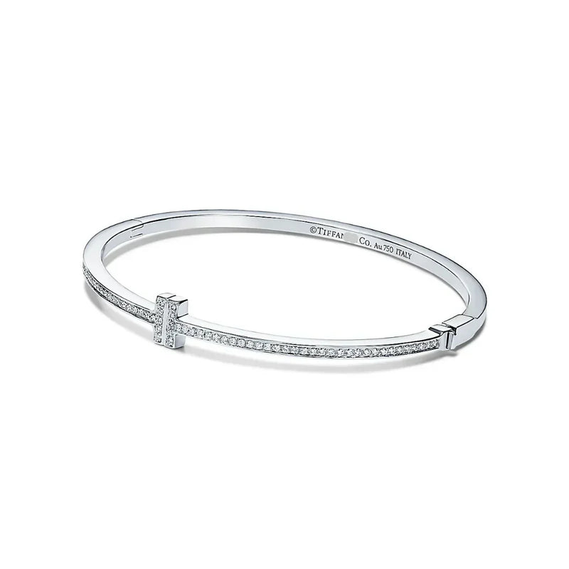 T Diamond Hinged Wire Bangle