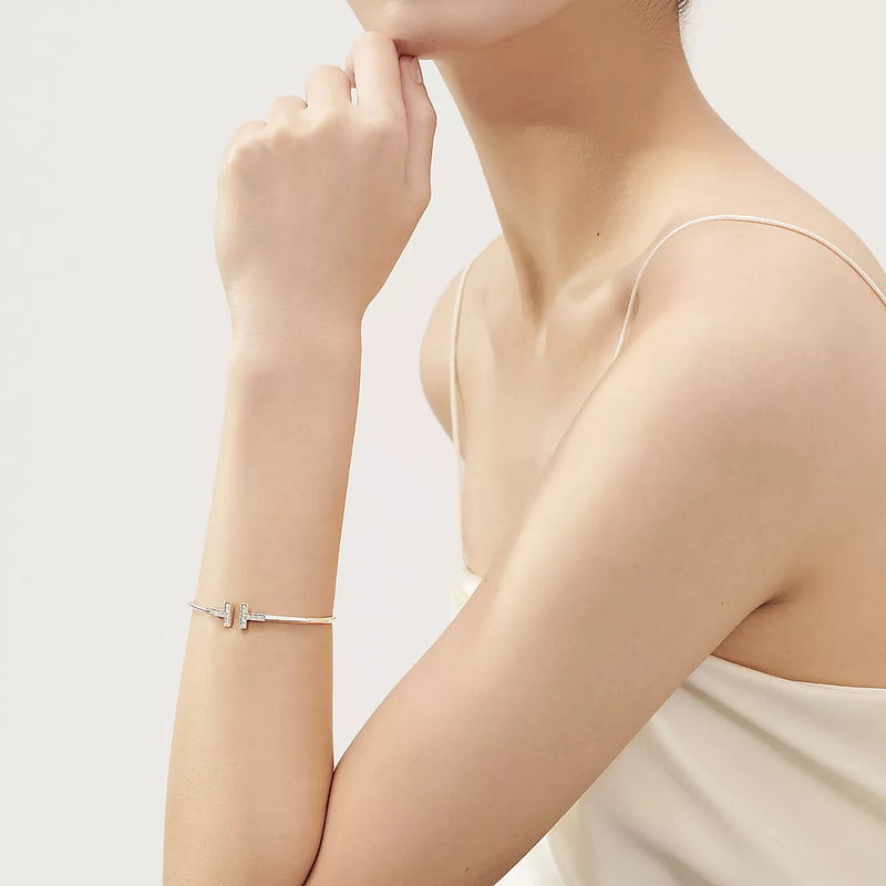 Diamond T Wire Bracelet Sleek Women