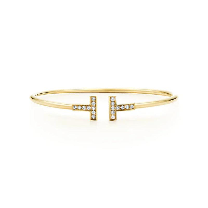 T Diamond Wire Bracelet Yellow Gold