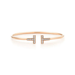 Diamond T Wire Bracelet Rose Gold