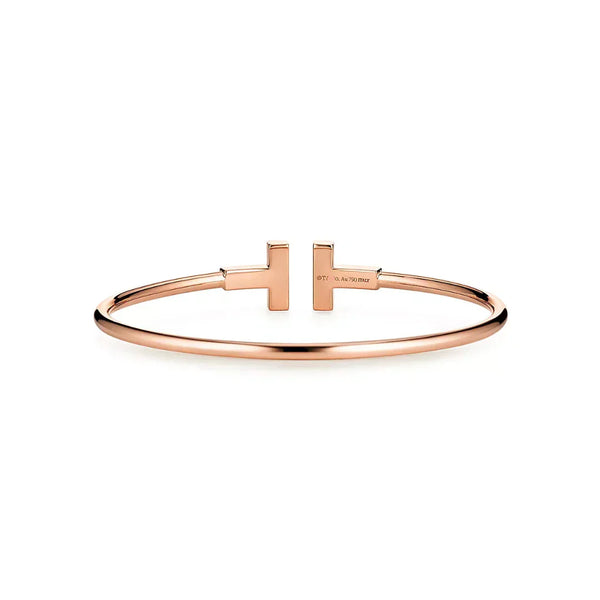 Diamond T Wire Bracelet Rose Gold